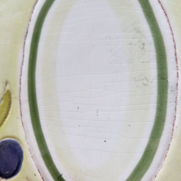 SET OF 4 RETIRED CRATE & BARREL LUCIA OLIVE APPETIZER SALAD PLATES OVAL ITALY - Picture 2 of 5